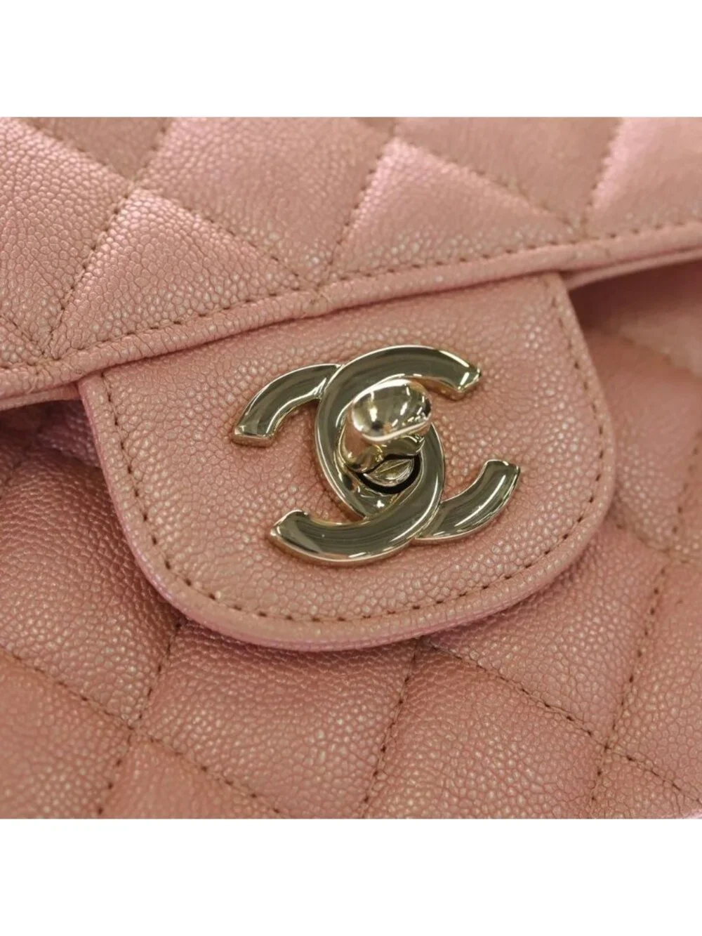 Chanel Quilted 23 Double Flap Chain Shoulder Bag Indescent Pink Caviar Leather